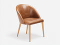 Sedia da pranzo - pelle-legno - 58 x 60 x 84 cm - marrone cognac-legno naturale - design moderno