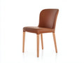 Sedia da pranzo - pelle-legno - 55 x 58 x 83 cm - marrone cognac-legno naturale - design moderno