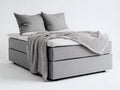 Letto matrimoniale imbottito in tessuto 218x178x98 cm - grigio chiaro - design moderno per camera da letto