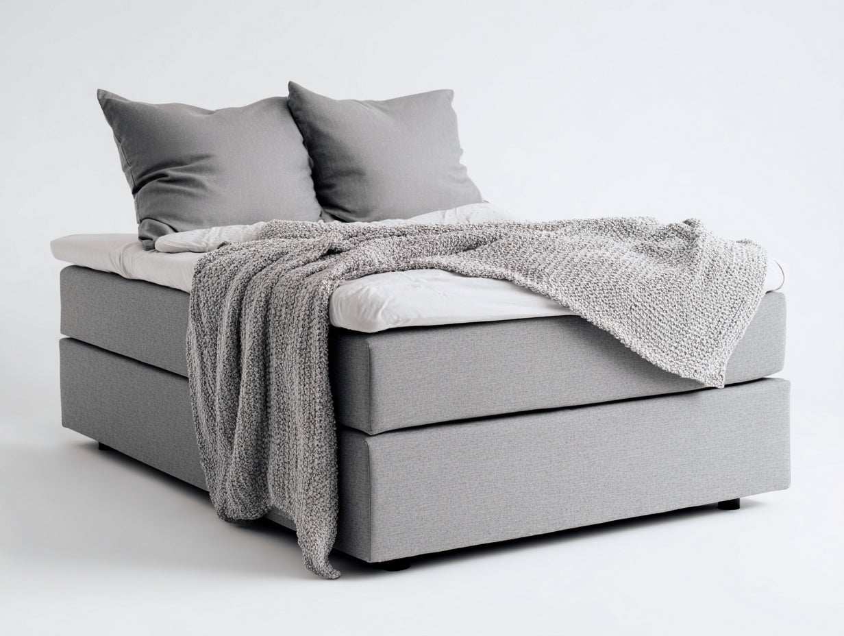 Letto matrimoniale imbottito in tessuto 218x178x98 cm - grigio chiaro - design moderno per camera da letto