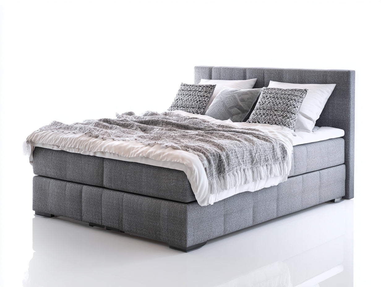 Letto matrimoniale imbottito in tessuto 220x176x116 cm - grigio - design moderno per camera da letto