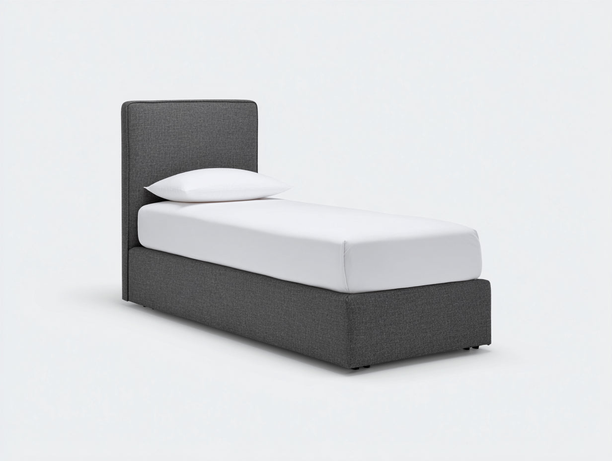 Letto singolo - Tessuto - 208x98x103 cm - Antracite - Minimalista