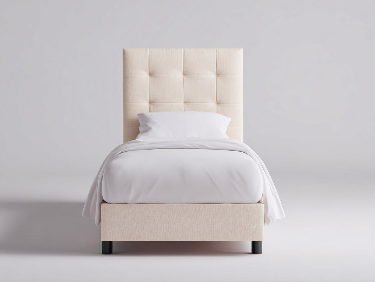 Letto singolo - Tessuto - 210x100x118 cm - Crema - Contemporaneo