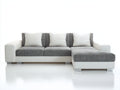 Divano angolare in tessuto e similpelle 276x166x83 cm - grigio-bianco - adatto per soggiorno moderno
