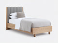 Letto singolo - Legno-Tessuto - 210x101x113 cm - Grigio-Legno naturale - Scandinavo