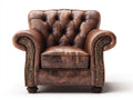 Poltrona - pelle sintetica-legno - 97 x 89 x 81 cm - marrone - stile Chesterfield