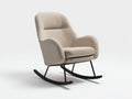 Sedia a dondolo in tessuto beige e metallo nero 76x84x98 cm per soggiorno - design moderno