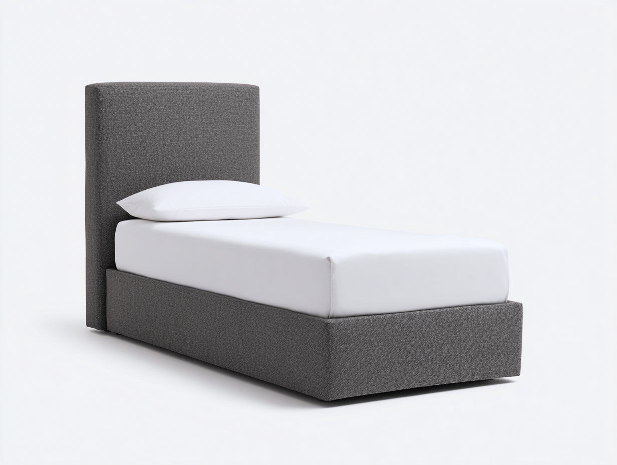 Letto singolo - Tessuto - 211x100x108 cm - Grigio scuro - Moderno