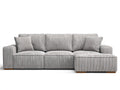 Divano angolare in velluto a coste 292x172x82 cm - grigio chiaro - adatto per soggiorno moderno
