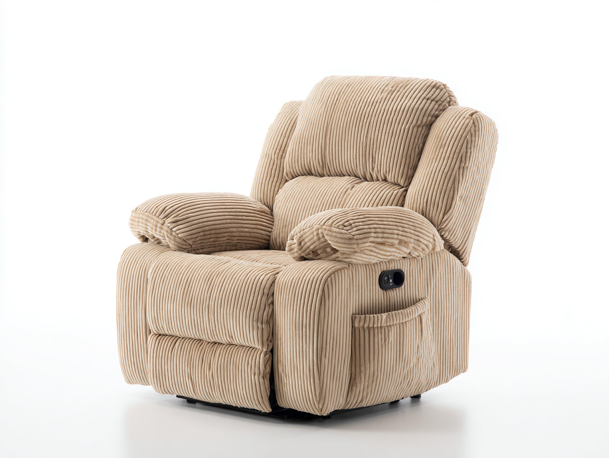Poltrona reclinabile - Velluto a coste-Metallo - 101x96x108 cm - Beige miele - Moderno