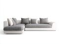 Divano angolare in tessuto e similpelle 300x175x80 cm - grigio-bianco - adatto per soggiorno moderno
