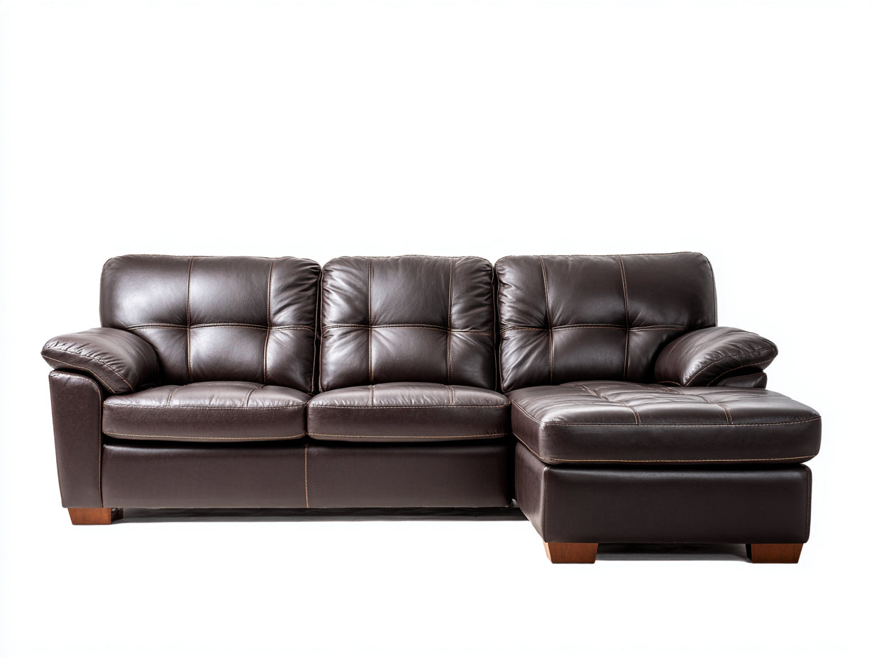 Divano angolare in vera pelle 274x165x86 cm - marrone scuro - adatto per soggiorno moderno