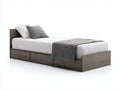 Letto singolo in legno effetto noce con spazio contenitore 204x97x82 cm - marrone scuro - stile moderno per camera da letto
