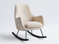 Sedia a dondolo in tessuto beige e metallo nero 78x82x96 cm per soggiorno - design moderno