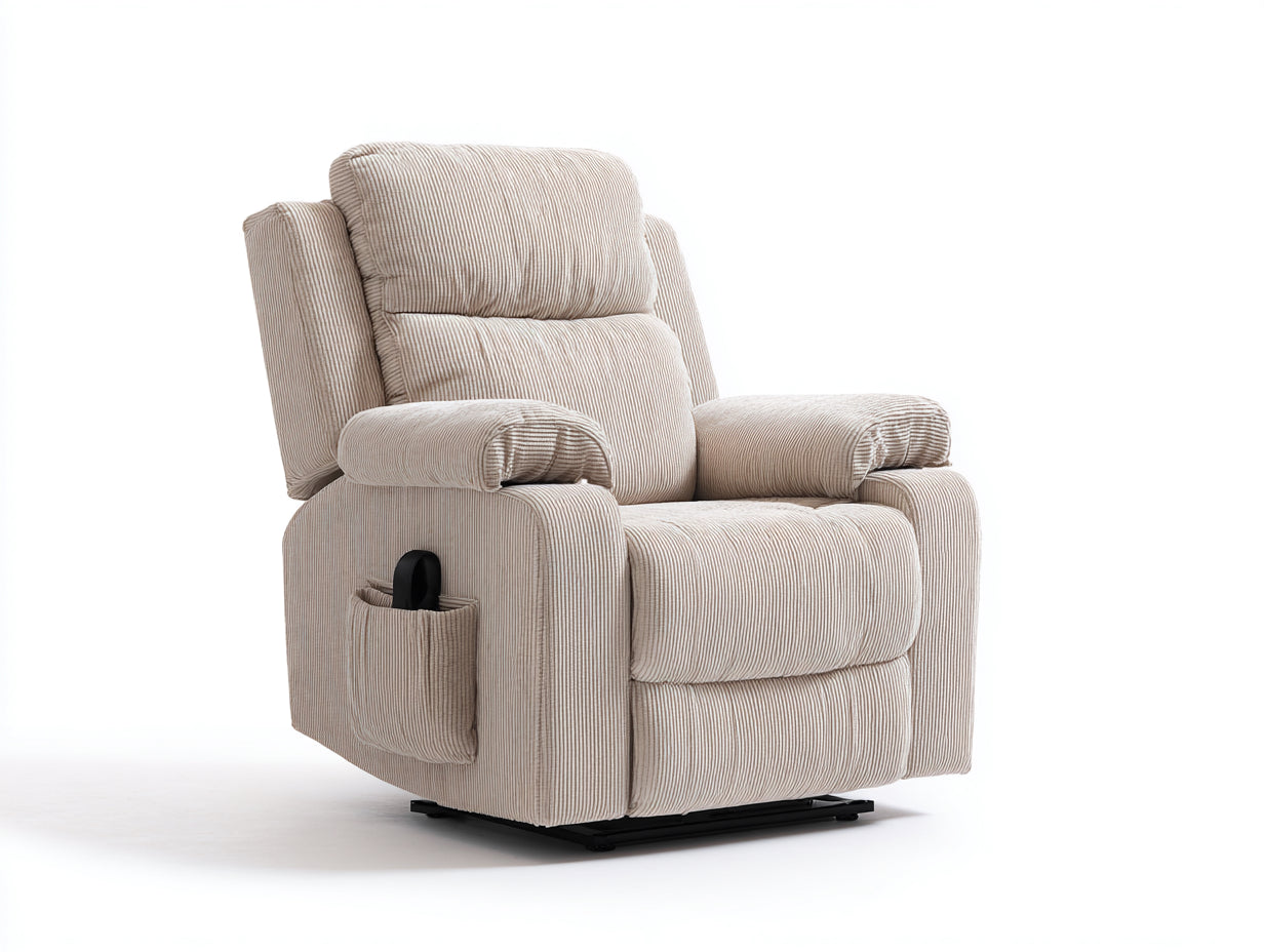 Poltrona reclinabile - Velluto a coste - 101x96x110 cm - Beige sabbia - Minimalista