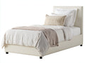Letto singolo imbottito in tessuto 214x110x115 cm - bianco crema - design moderno per camera da letto