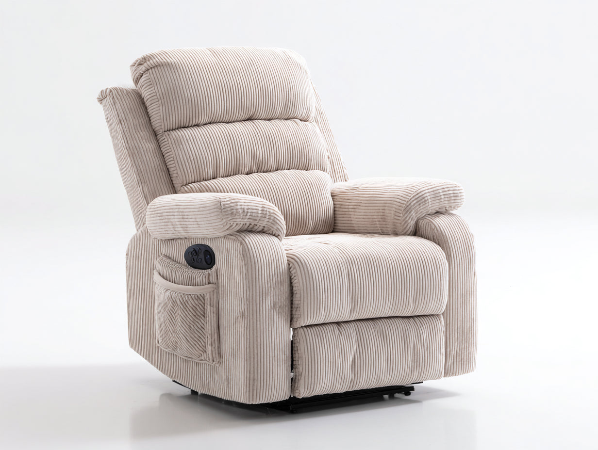 Poltrona reclinabile - Velluto a coste-Metallo - 104x100x113 cm - Beige perla - Contemporaneo