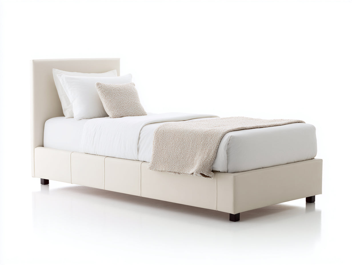 Letto singolo imbottito in tessuto 211x105x109 cm - beige chiaro - stile contemporaneo per camera da letto
