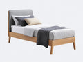 Letto singolo - Legno-Tessuto - 209x99x101 cm - Grigio-Legno naturale - Scandinavo