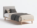 Letto singolo - Legno-Tessuto - 208x98x102 cm - Grigio-Legno naturale - Scandinavo