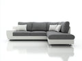Divano angolare in tessuto e similpelle 288x170x82 cm - grigio-bianco - adatto per soggiorno moderno