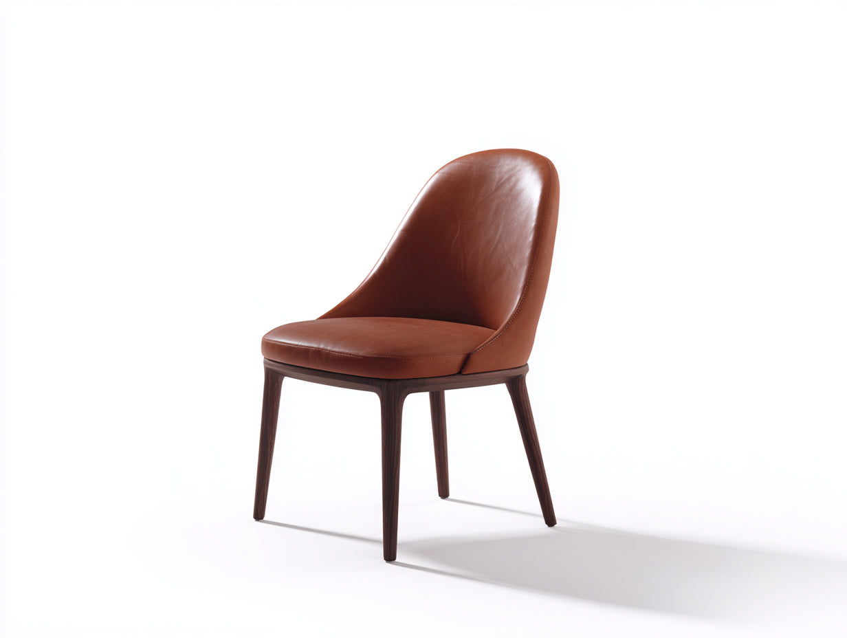 Sedia da pranzo - pelle-legno - 55 x 59 x 82 cm - marrone-legno scuro - design moderno