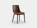Sedia da pranzo - pelle-legno - 56 x 60 x 81 cm - marrone scuro-legno scuro - design moderno