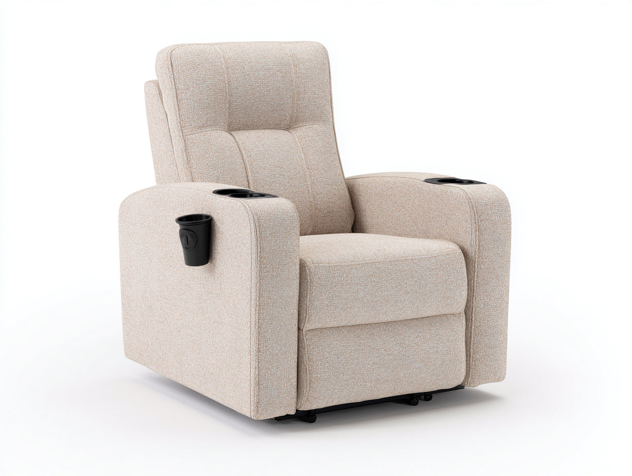 Poltrona reclinabile - Tessuto bouclé-Metallo - 98x92x107 cm - Beige panna - Moderno