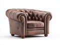 Poltrona - pelle sintetica-legno - 101 x 91 x 79 cm - marrone - stile Chesterfield