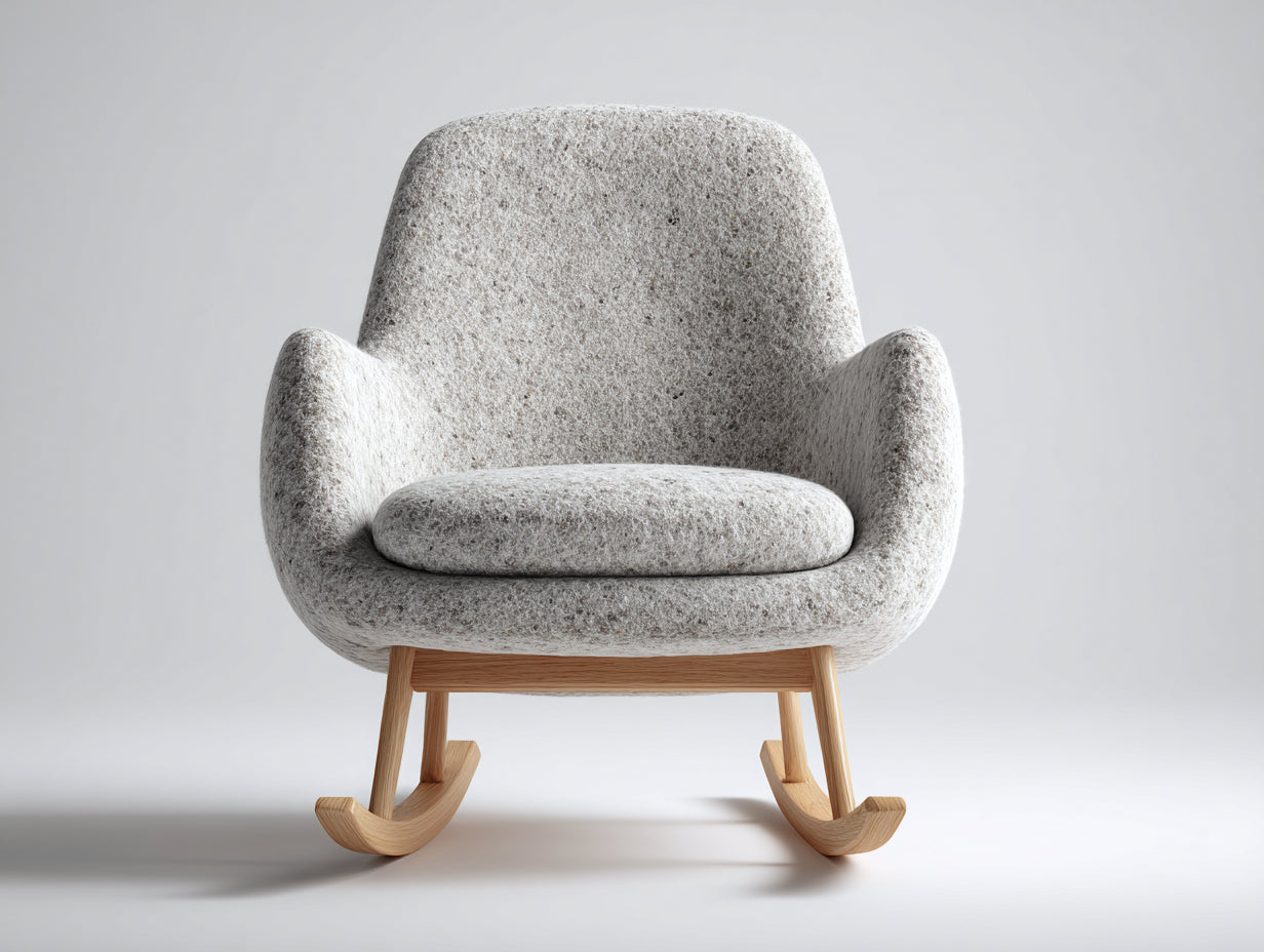 Sedia a dondolo in tessuto bouclé 76x88x94 cm - grigio chiaro - adatta per soggiorno moderno